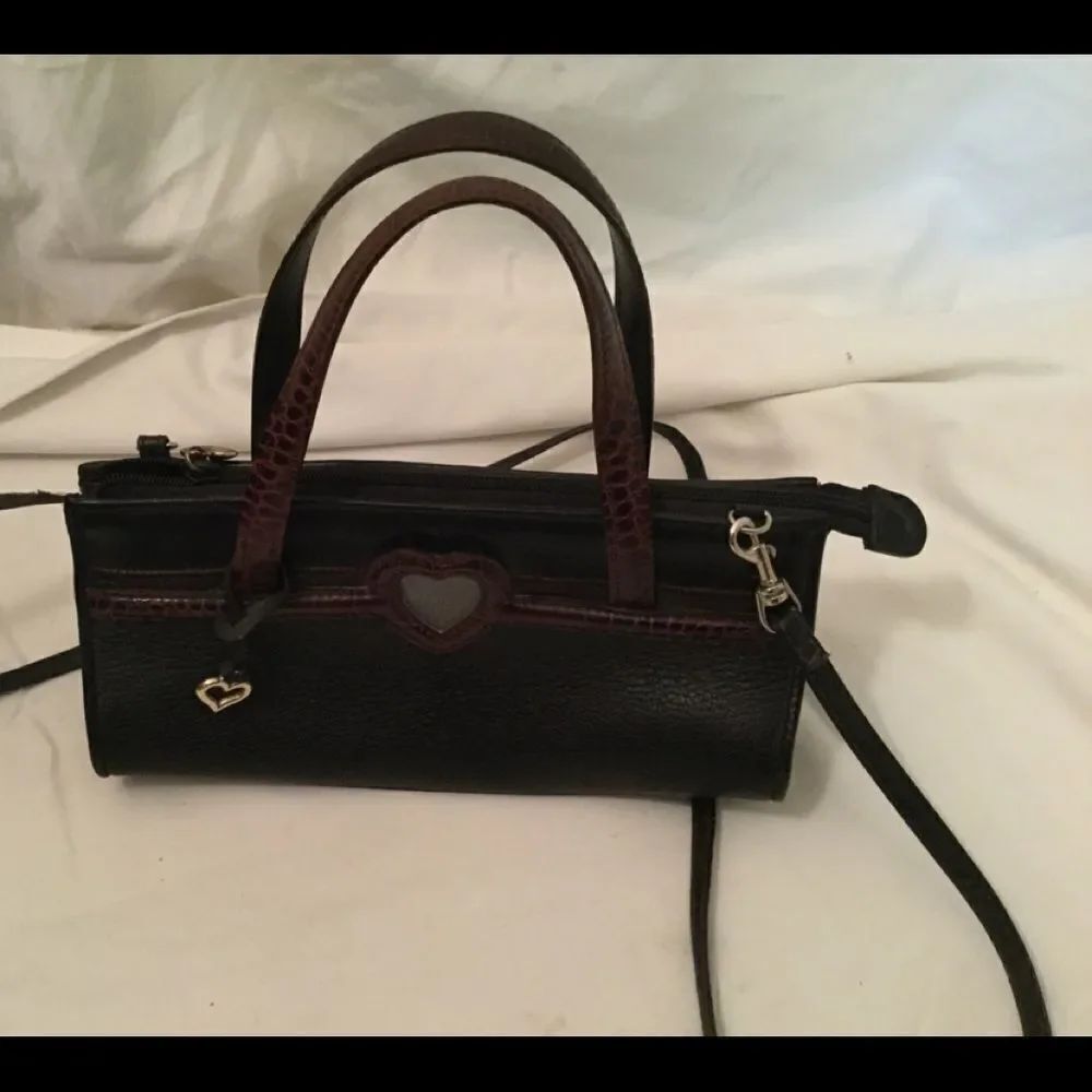 BRIGHTON Black Brown Croco-embossed Leather Purse